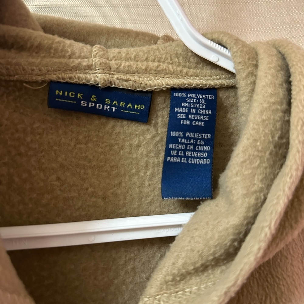 Nick & Sarah Sport Tan Fleece Zip-Up Hoodie – Embroidered Fall Leaves – XL - Picture 3 of 5
